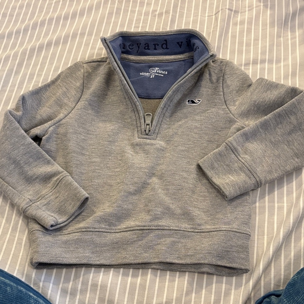 Vineyard Vines Heather Gray Half-Zip Sweater